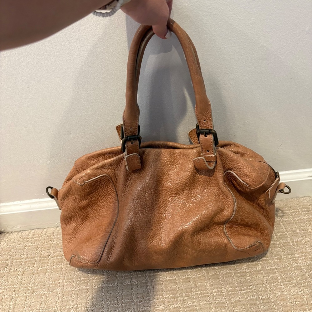Gerard Darel 24 Hour Bag Women Tan Leather Slouchy Satchel Shoulder Bag